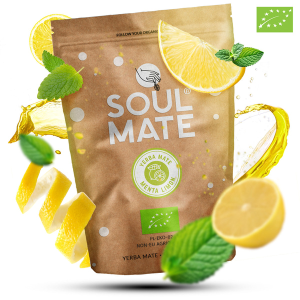 Kit de Yerba Mate Soul Mate Organica Menta Limon 500g 0,5kg Calabash + Bombilla