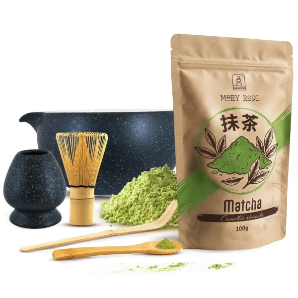Set de preparare a ceaiului Matcha: matcha 100g + accesorii