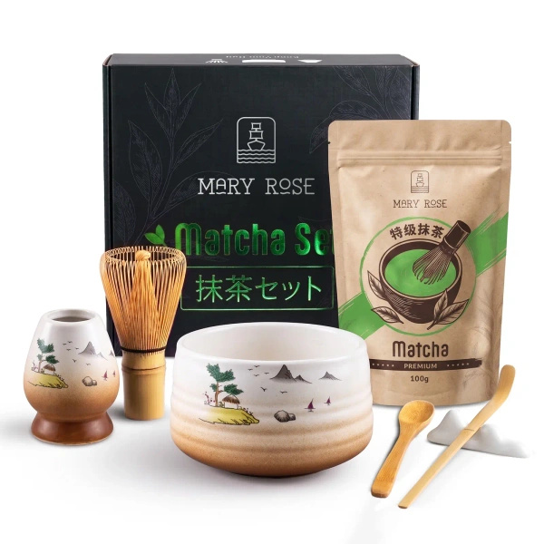 Set cadou: matcha premium + matchawan + accesorii din bambus
