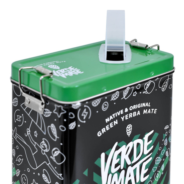 Yerbera – Cutie metalică + Verde Mate Green Frutos Tropicales 0,5 kg