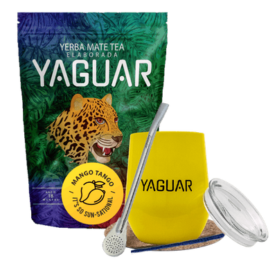 Set de Yerba Mate: Yaguar Mango Tango 500g + TermoLid + Bombilla