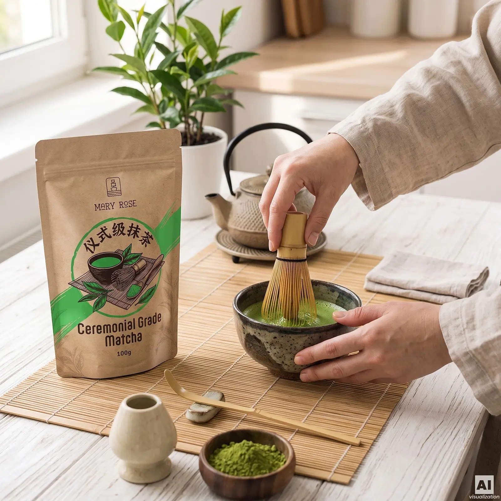 Mary Rose matcha ceremonial chinezesc – infuzie în bol