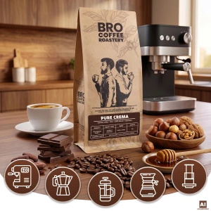 Bro Coffee Roastery – Cafea boabe Pure Crema 400 g