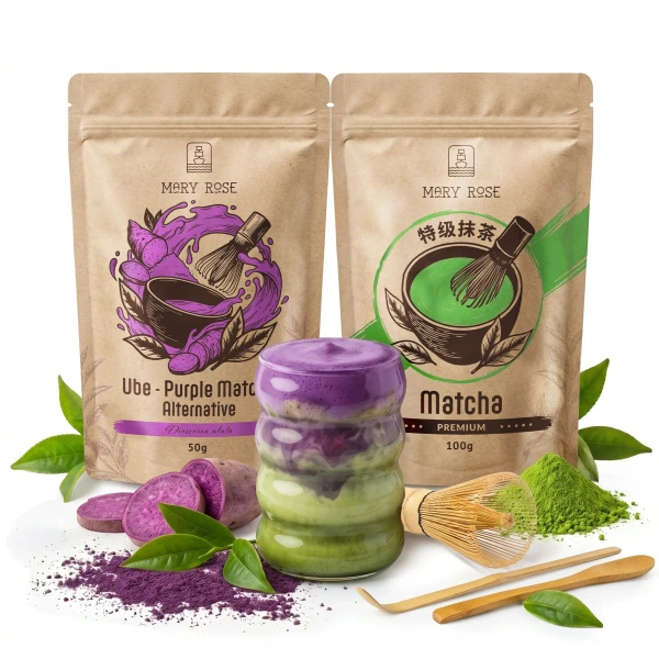 Set pentru Matcha Latte colorat: Matcha + Purple Matcha + accesorii