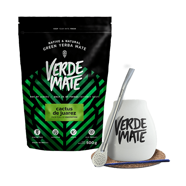 Set de Yerba Mate Verde Mate Green Cactus de Juarez 500g Calabash + Bombilla