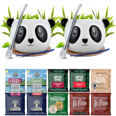 Yerba Mate Set pentru DOUĂ Calabash Bombilla