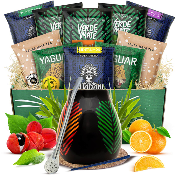 Yerba Mate kit de pornire Calabash + Bombilla 10x50g