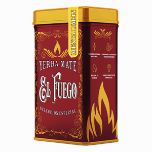 Yerbera – Cutie metalică + El Fuego Menta Limon 0,5 kg