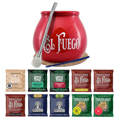 Set Yerba Mate 10x50g Calabash Bombilla 500g