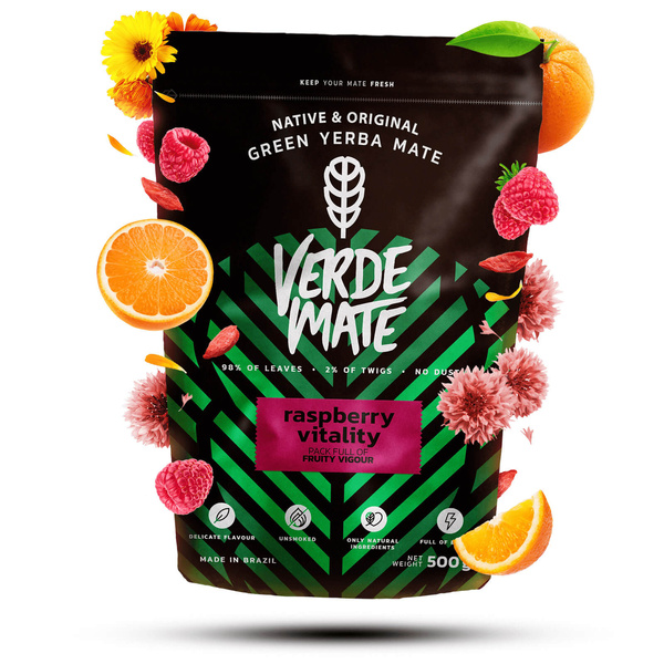 Yerba Mate kitul Verde Mate Raspberry 500g Calabash + Bombilla