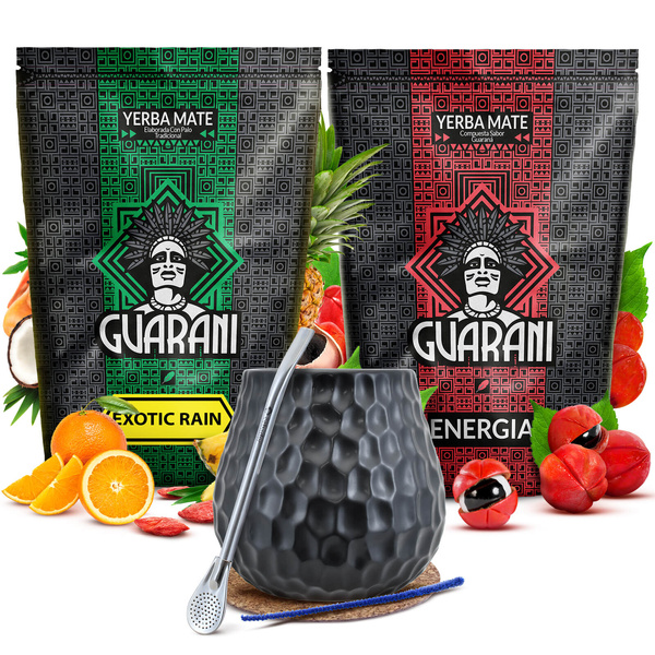 Yerba mate set Guarani 2x500g bombilla calabash din ceramică