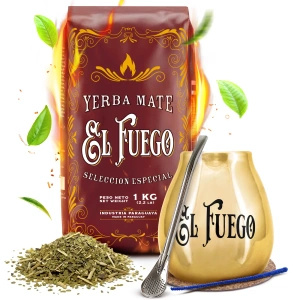 Set de Yerba Mate: El Fuego Elaborada 1kg + Calabash + Bombilla