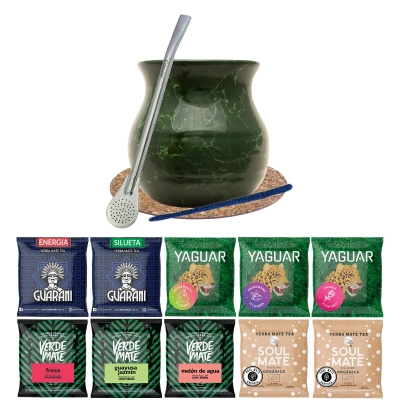 Set Mate Tea Verde Mate Green 500g Mate Gourd 10x50g
