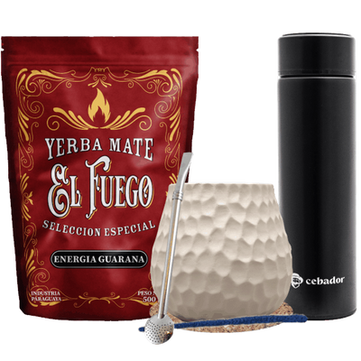 Set de Yerba Mate: El Fuego 500g + Termos LED + Calabash + Bombilla