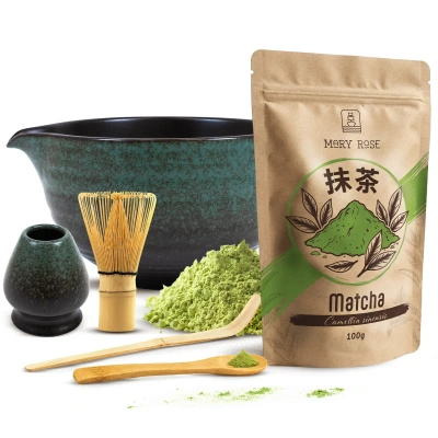 Set de preparare a ceaiului Matcha: matcha 100g + accesorii