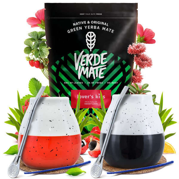Set de Yerba Mate pentru Cuplu Verde Mate 400g 0,4kg 2x Calabash + 2x Bombilla
