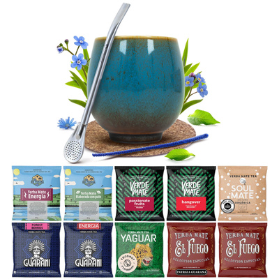 Yerba Mate 10x50g 500g set de mostre + accesorii