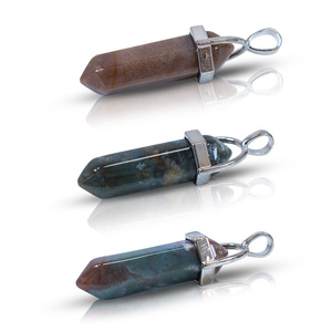 Pandantiv cu agat indian în săculeț + lanț