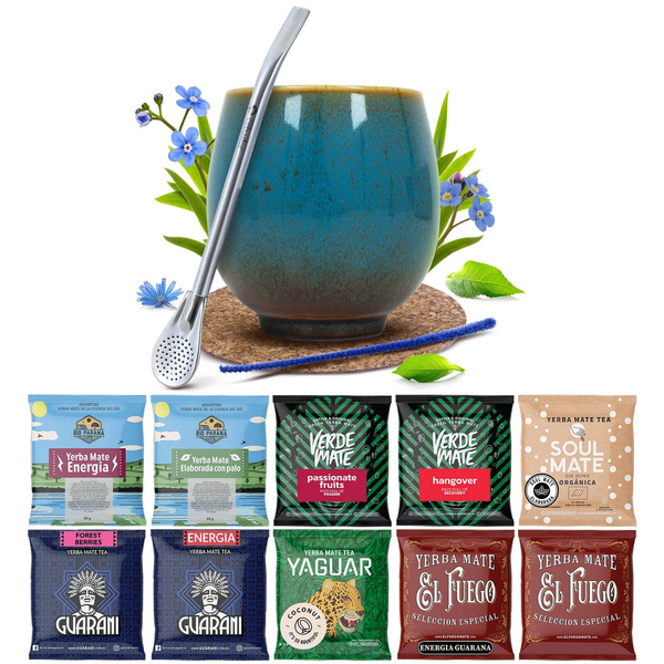 Yerba Mate 10x50g 500g set de mostre + accesorii