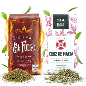 Set de Yerba Mate Elaborada: El Fuego 1kg + Cruz de Malta 1kg
