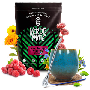Yerba Mate kitul Verde Mate Raspberry 500g Calabash + Bombilla