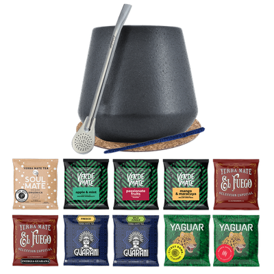 Set Yerba Mate 10x50g Calabash Bombilla 500g